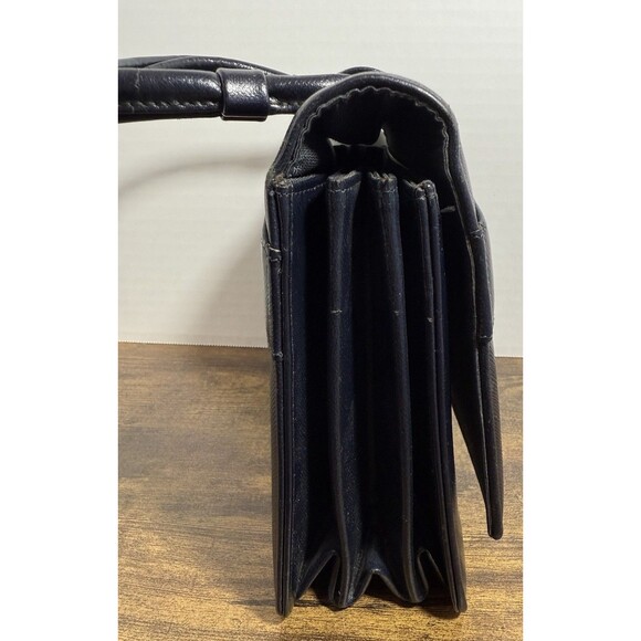 Vintage Bienen Davis Navy Accordian Style Handbag - Picture 6 of 16